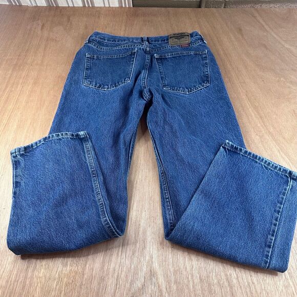 Wrangler Workwear Jeans Men 36x32 Blue Denim Heavy Duty Straight Leg Fall - Picture 2 of 5